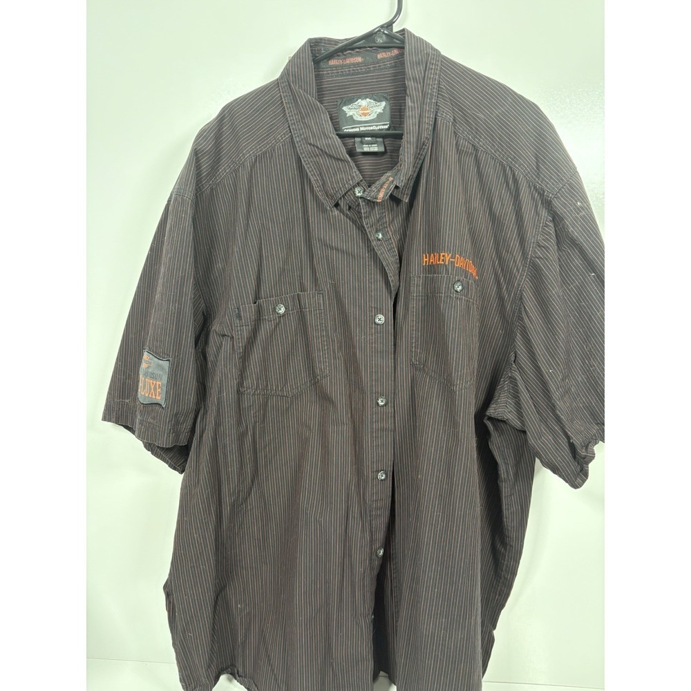 Harley Davidson Shirt Mens 5XL Black Mechanical Embroidered Pinstripe